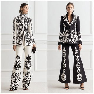 Maskolithics style, Midjourney V7: haute-couture fashion outfit