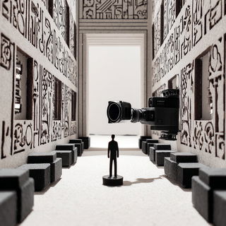 Maskolithics style, Midjourney V7: cinematic shot from sci-fi movie