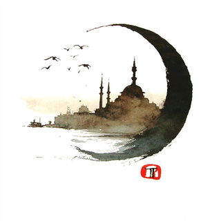 Goshawk Ink Valleys style, Midjourney V7: bold minimalist logo design for Istanbul city municipal services