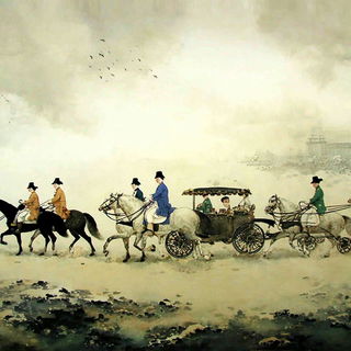 Goshawk Ink Valleys style, Midjourney V7: classical 18th-century oil painting