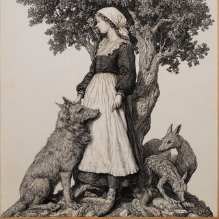 Index of Broken Halos style, Midjourney V7: retro fairy-tale illustration