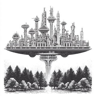 Lithoridge Circulars style, Midjourney V7: megacity with futuristic bioarchitecture