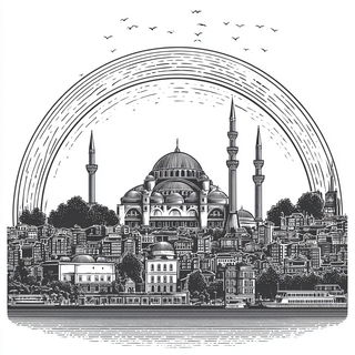 Lithoridge Circulars style, Midjourney V7: bold minimalist logo design for Istanbul city municipal services