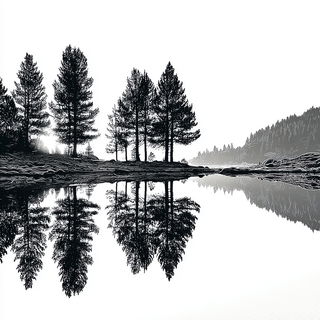 Lithoridge Circulars style, Midjourney V7: realistic landscape photograph of quiet dawn