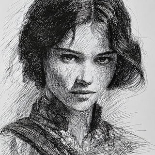 Stratacross style, Midjourney V7: photographic portrait of female protagonist