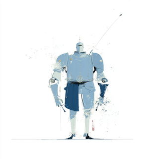 Snowcopy style, Midjourney V7: concept art character design of retropunk steam knight