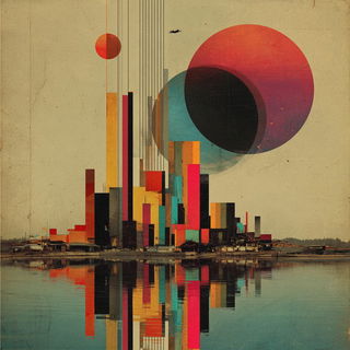 Kaleidojinn style, Midjourney V7: megacity with futuristic bioarchitecture