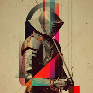 Kaleidojinn style, Midjourney V7: concept art character design of retropunk steam knight