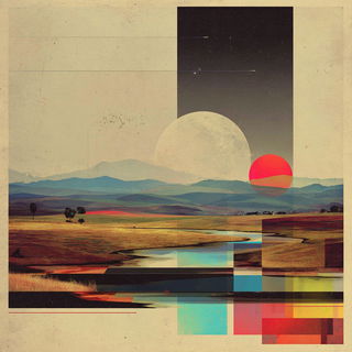 Kaleidojinn style, Midjourney V7: realistic landscape photograph of quiet dawn