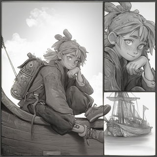 Mistrune style, Midjourney V7: black-and-white manga comic strip