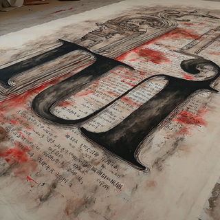 Mistrune style, Midjourney V7: typographic composition with large letters
