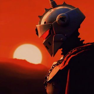 Archfire Vignettes style, Midjourney V7: concept art character design of retropunk steam knight