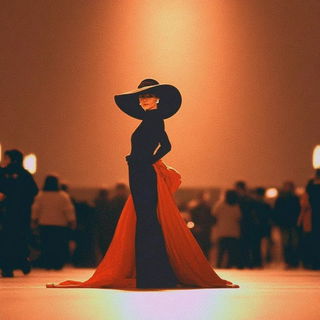 Archfire Vignettes style, Midjourney V7: haute-couture fashion outfit