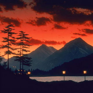 Archfire Vignettes style, Midjourney V7: realistic landscape photograph of quiet dawn
