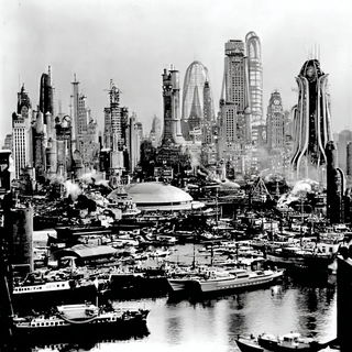 Theatracollodion style, Midjourney V7: megacity with futuristic bioarchitecture