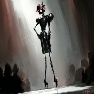 Whitehair Traverse style, Midjourney V7: concept art character design of retropunk steam knight