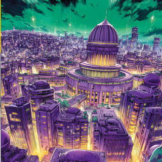 Vulcan Neon Foundry style, Midjourney V7: megacity with futuristic bioarchitecture