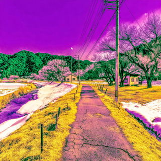Vulcan Neon Foundry style, Midjourney V7: realistic landscape photograph of quiet dawn