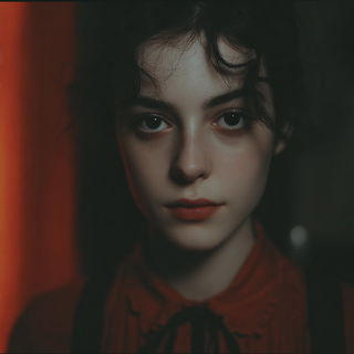 Oxide Witness style, Midjourney V7: photographic portrait of female protagonist