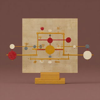 Parchment Fossilism style, Midjourney V7: abstract 3D render