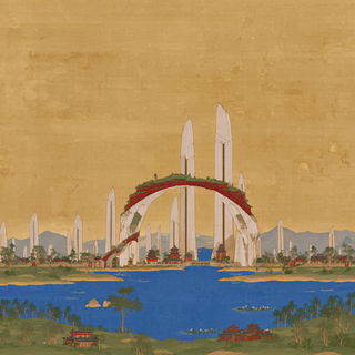 Parchment Fossilism style, Midjourney V7: megacity with futuristic bioarchitecture