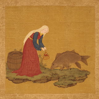 Parchment Fossilism style, Midjourney V7: retro fairy-tale illustration