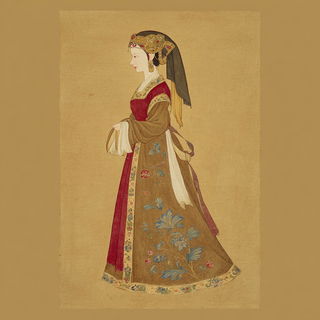 Parchment Fossilism style, Midjourney V7: haute-couture fashion outfit