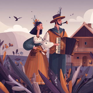 Corallavender Wildmachina style, Midjourney V7: traditional folk art