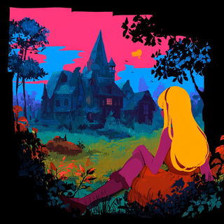 Electric Needlewilds style, Midjourney V7: retro fairy-tale illustration