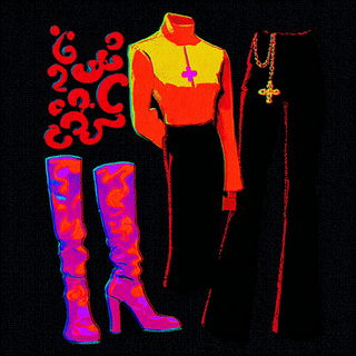 Electric Needlewilds style, Midjourney V7: haute-couture fashion outfit