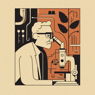 Woodcutana style, Midjourney V7: editorial illustration for popular scientific magazine cover