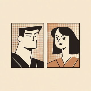 Woodcutana style, Midjourney V7: black-and-white manga comic strip