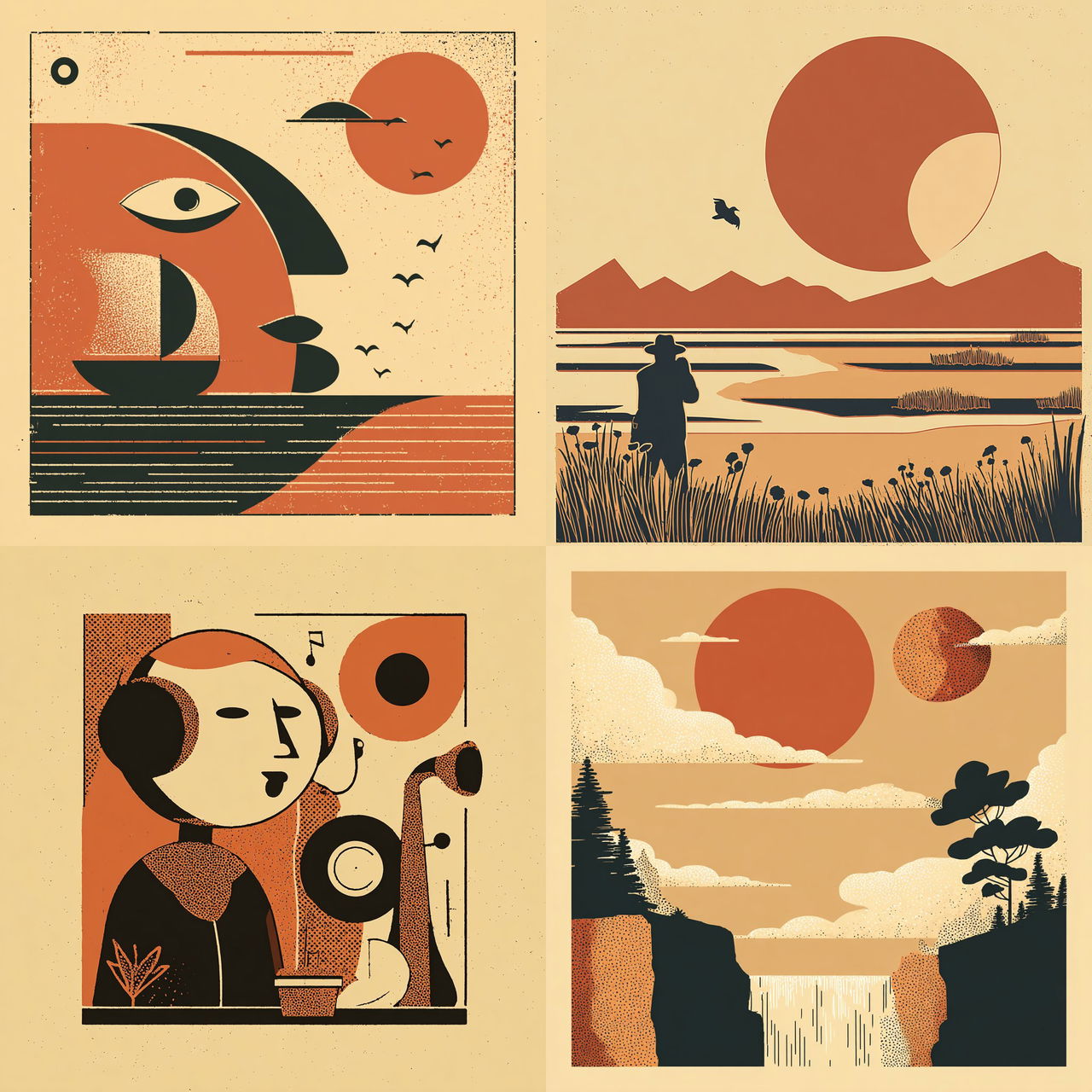 Woodcutana style, Midjourney V7, render 1 of 4