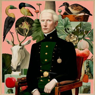 Feathergilt style, Midjourney V7: editorial illustration for popular scientific magazine cover