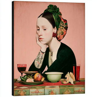Feathergilt style, Midjourney V7: classical 18th-century oil painting