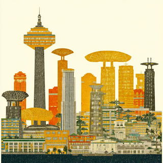 Giltclaw style, Midjourney V7: megacity with futuristic bioarchitecture