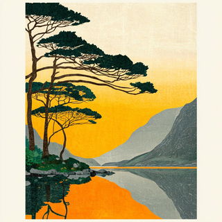 Giltclaw style, Midjourney V7: realistic landscape photograph of quiet dawn