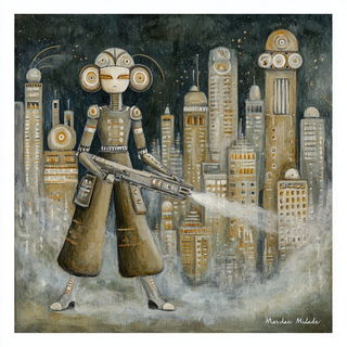 Candlethread Coptic style, Midjourney V7: megacity with futuristic bioarchitecture