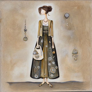 Candlethread Coptic style, Midjourney V7: haute-couture fashion outfit