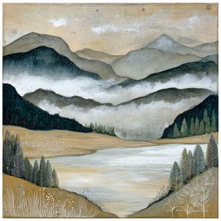 Candlethread Coptic style, Midjourney V7: realistic landscape photograph of quiet dawn