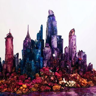 Floraclastic style, Midjourney V7: megacity with futuristic bioarchitecture