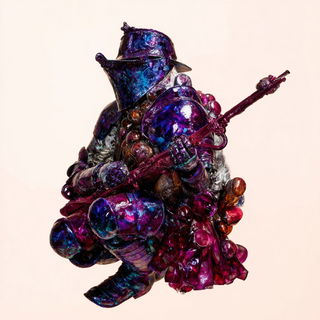 Floraclastic style, Midjourney V7: concept art character design of retropunk steam knight