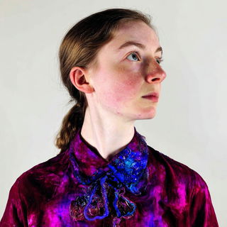 Floraclastic style, Midjourney V7: photographic portrait of female protagonist