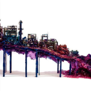 Floraclastic style, Midjourney V7: technical infrastructure blueprint schematics