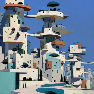 Vesselfolk Cubism style, Midjourney V7: megacity with futuristic bioarchitecture