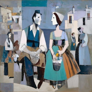 Vesselfolk Cubism style, Midjourney V7: traditional folk art