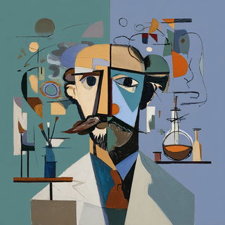 Vesselfolk Cubism style, Midjourney V7: editorial illustration for popular scientific magazine cover