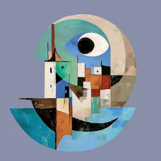 Vesselfolk Cubism style, Midjourney V7: bold minimalist logo design for Istanbul city municipal services