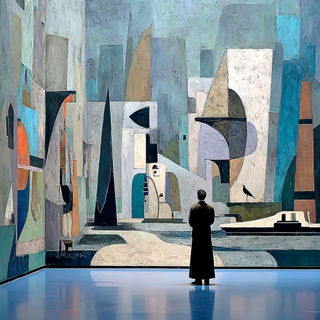 Vesselfolk Cubism style, Midjourney V7: cinematic shot from sci-fi movie