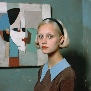 Vesselfolk Cubism style, Midjourney V7: photographic portrait of female protagonist